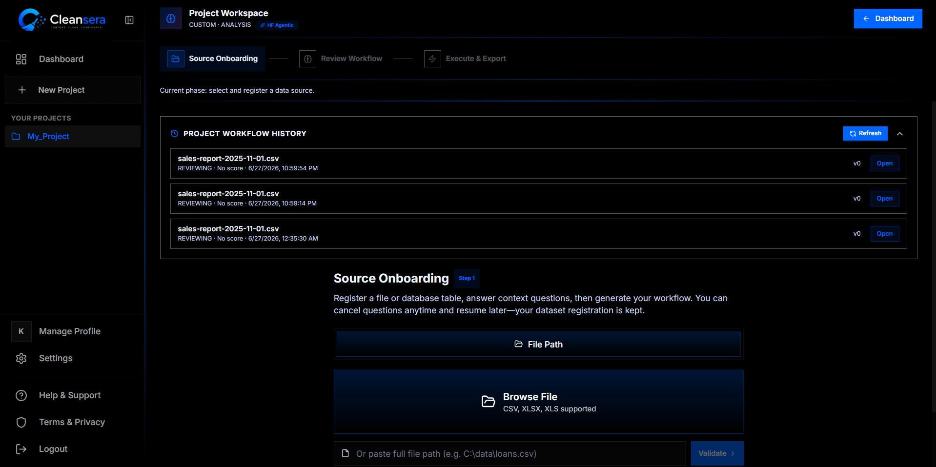 Select File & Start Cleaning